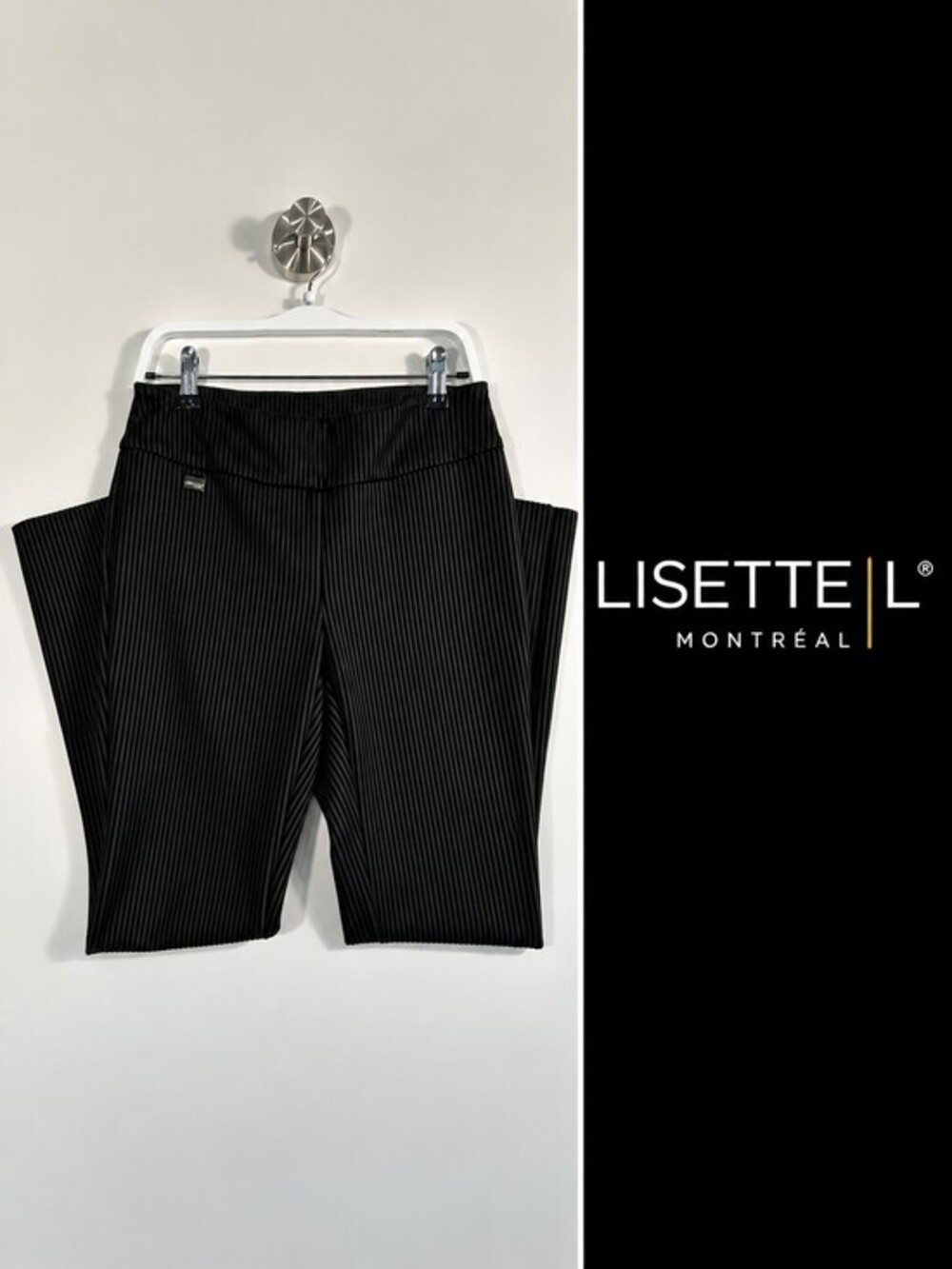 Lisette L Montréal Black Tonal Stripe Pull-On Pants Size 6 Made in Canada